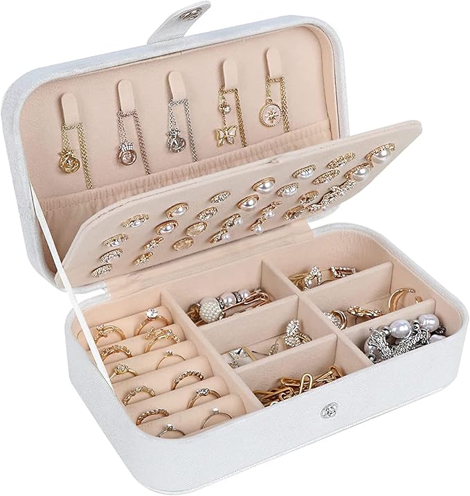 Travel Jewelry Box,Upgraded Travel Jewelry Case,Portable Jewelry Boxes for Women,PU Leather Jewelry Box,Travel Jewelry Organizer for Necklaces,Rings,Earrings,Bracelets,Black