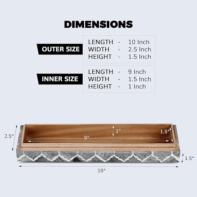 Handicrafts Home Decorative Remote Holder Box 10x2.5 – Slim Organizer Box with Lid for TV Remotes, Coffee Table Décor, Modern Shelf Box, Boho Home Décor Accent, Black and White Decorative Storage Box