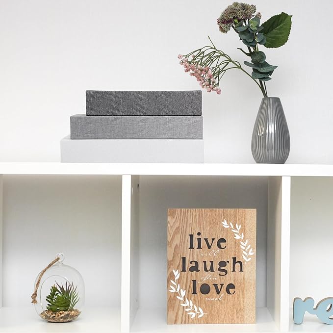 Tioncy 3 Pcs Fake Book Box Neutral Linen Book Box Decorative Faux Prop Storage for Farmhouse Home Decor shelf Table Card Photo DIY Keepsake Gift(Multi Sizes,Gray Tone)