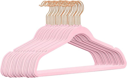 TIMMY Velvet Hangers - 50-Pack Ultra Thin Space Saving Suit and Coat Hanger, Heavy Duty Clothes Holder Up-to 10 Lbs - Pink
