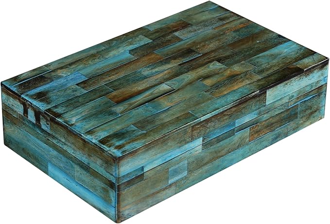 Handicrafts Home Decorative Storage Box with Lid- 8x5x2â Small Keepsake, Trinket Box, Memory Box- Decorative Boxes for Home Decor, Centre Table, Giftable Storage Accent- Verdigris