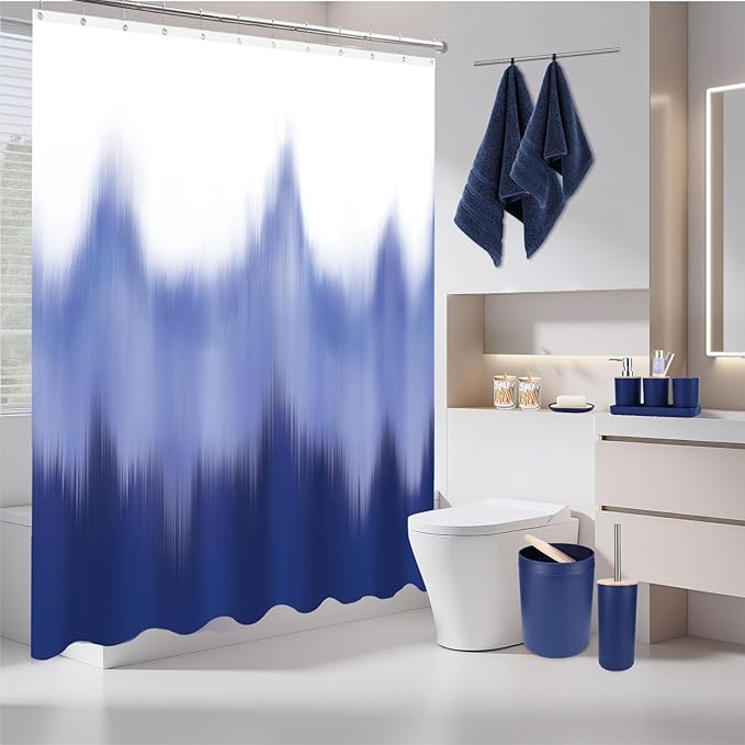 iMucci Bathroom Accessories Bathroom Sets with Shower Curtain, Bath Towel Set, Trash Can, Toilet Brush, Soap Dispenser, Bathroom Accessories Set Complete