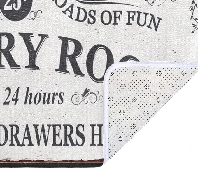 Laundry Room Long Mat Area Rug Non-Slip Floor Mat Waterproof Farmhouse Carpet for Kitchen 40" x 20"(White-1)