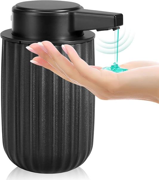 Automatic Soap Dispenser Liquid Touchless: 9oz Plastic Black - Rechargeable Electric Smart 3-Level Adjustable Modern Auto Soap Dispenser - Bathroom Kitchen Hand Dish Lotion