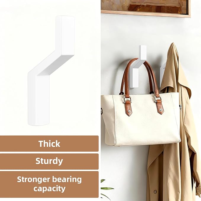 Heavy Duty Wall Hooks for Hanging, 40 lbs Single Coat Hooks & Towel Hooks Wall Mounted, Rust-Resistant Zinc Alloy Hooks for Bathroom, Mudroom, Door, Barn, Farmhouse (2, White)