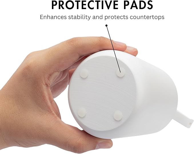 Matte White Round Soap Dispenser for Kitchen & Bathroom – 9 oz Refillable Resin Pump Bottle for Dish Soap, Hand Soap, Shampoo, Conditioner – Modern Countertop Dispenser with Non-Slip Protective Pads