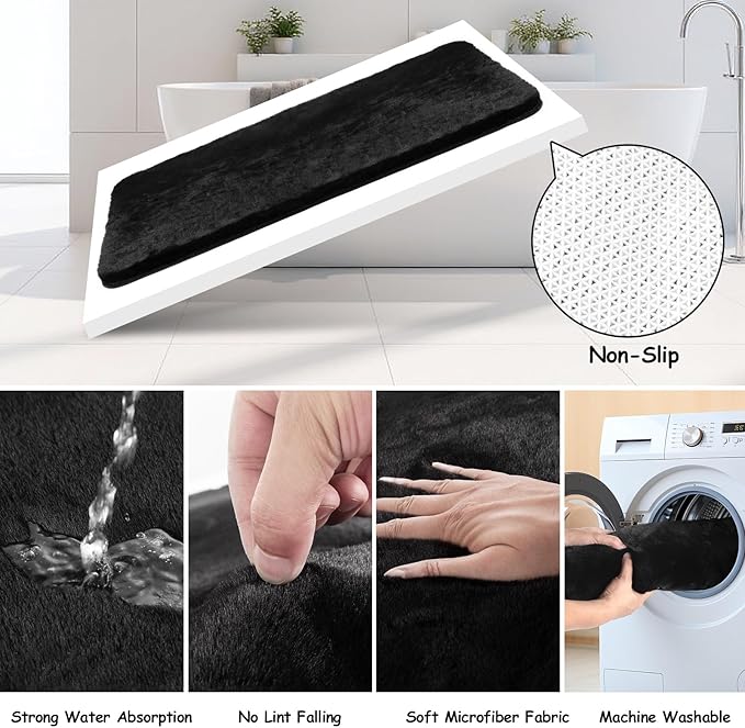 Bathroom Accessories Set - 24PCS Black Bathroom Set with Shower Curtain and Rugs,Trash Can,Toilet Brush Holder Set & Soap Dispenser – Stylish & Functional Bath Decor for Home, Apartment