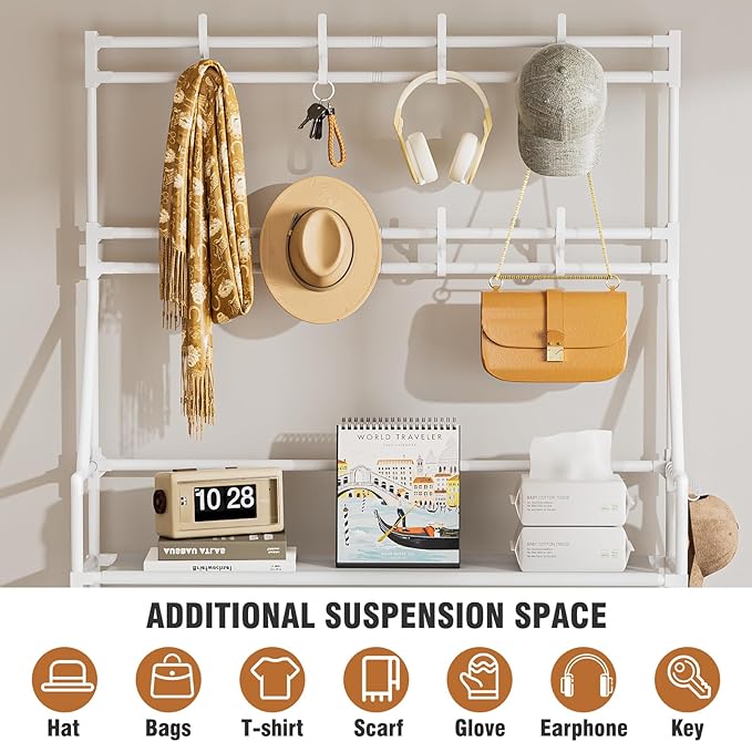 OYREL Shoe Rack 5 Tier Shoe Racks Organizer 20-25 Pairs Shoes Rack for Closet Entrance Shoe Storage Shelf with Hooks and Side Pocket Entryway Shoe Holder Space Saving Free Standing Shoe Racks
