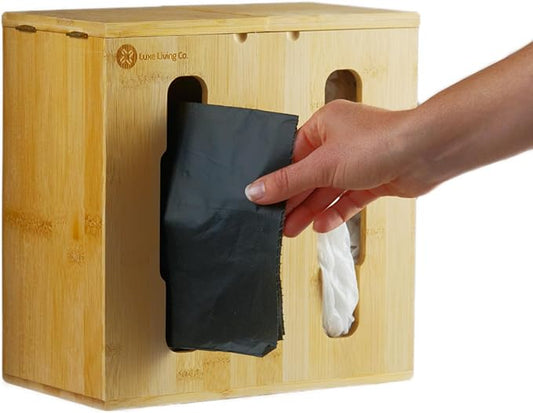 2-in-1 Bamboo Plastic Bag Holder and Trash Dispenser â Small/Compact (Standard Trash Bags Only), Cabinet, Under Sink Storage, Pantry & Laundry Room Organization, Kitchen Must Haves 2026