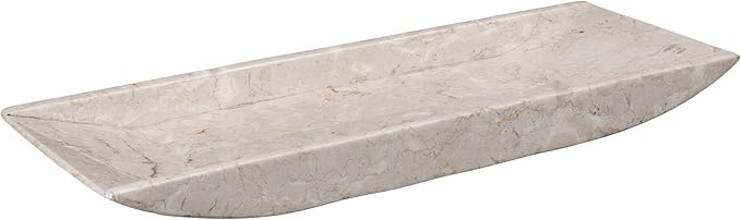 Creative Home Natural Champagne Marble Rectangular Vanity Tray Towel Tray Boat Shaped Tray Bathroom Accessories Organizer, 16.5" x 6.3" x 1.5" H, Beige