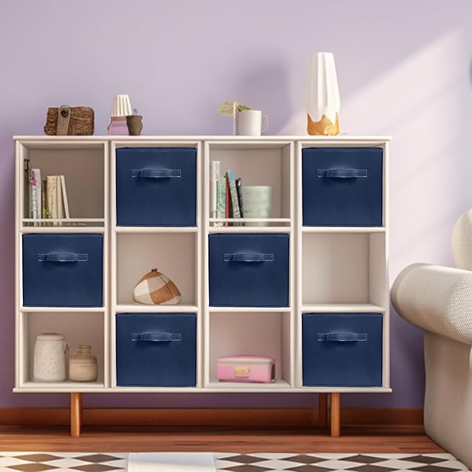 ShellKingdom Storage Bins, Foldable Fabric Storage Cubes And Cloth Organizer Drawer For Closet And Toys, 13 X 13 X 13 INCH, 2 Pack (Dark Blue)