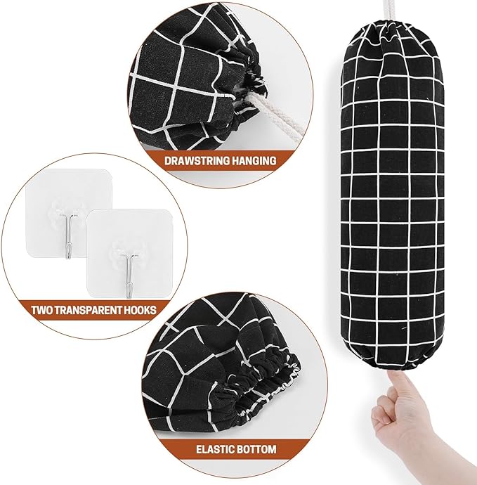 SWISSELITE 2Pcs Plastic Bag Holder, Reusable Plastic Bag Organizer Wall Mount, Large Grocery Bag Storage Dispenser, 22x9 IN