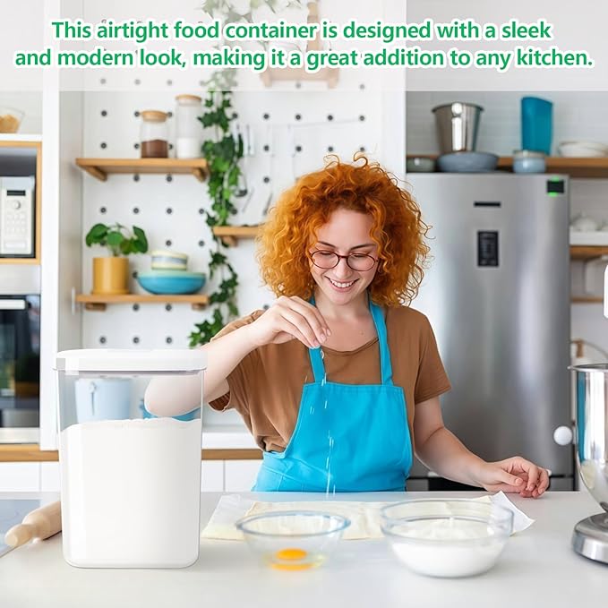 6 Qt Food Storage Container with Pop-up Lid -Airtight Crystal-Clear Plastic Flour Container, Tall and Slim Storage Bin Fit for Kitchen Pantry Organization