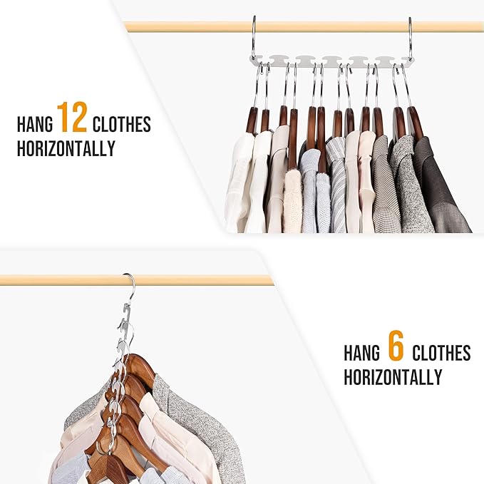 HOUSE DAY Closet Organizers and Storage Space Saving Hangers Stainless Steel Magic Hanger Upgraded Sturdy Storage Hangers Space Saver Clothes Hanger College Dorm Room Essentials 4PACK