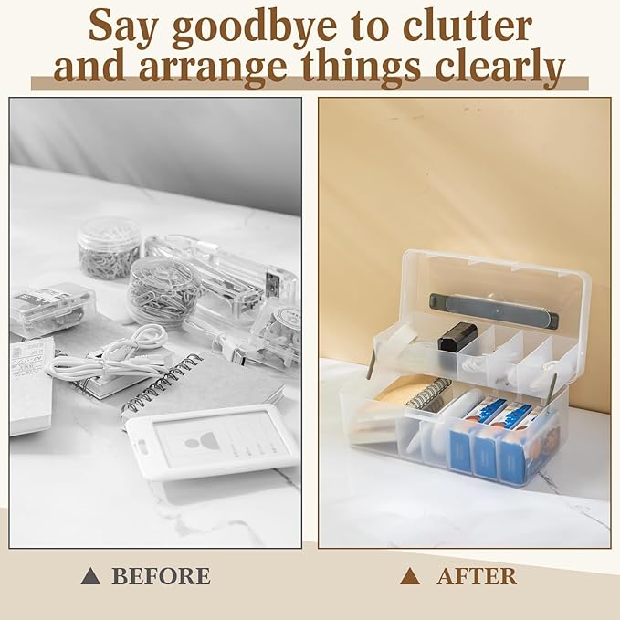 Honeydak Clear Plastic Bandages Storage Organizer 2 Tiers First Aid Box Large Portable Medicine Container Holder Empty for Home Cabinet Office Travel School Use Supplies