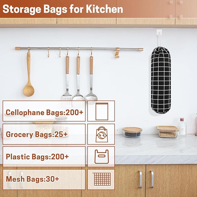 SWISSELITE 2Pcs Plastic Bag Holder, Reusable Plastic Bag Organizer Wall Mount, Large Grocery Bag Storage Dispenser, 22x9 IN