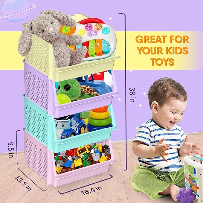 TidyFriend Stackable Storage Bins for Pantry - 8 Pack Stackable Bins for Organizing Food, Kitchen, and Bathroom Essentials (Multi)