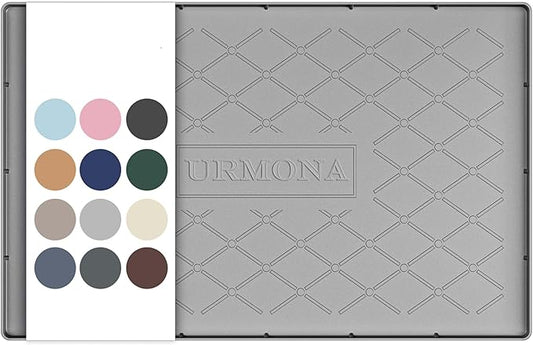URMONA 22" x 14" Waterproof Silicone Mat in Multiple Sizes & Colors, Under Sink Mat for Kitchen & Bathroom, Pet Food Pad for Dogs & Cats, Kitchen Cabinet Liner, Multi-Purpose for Storage(Light Grey)