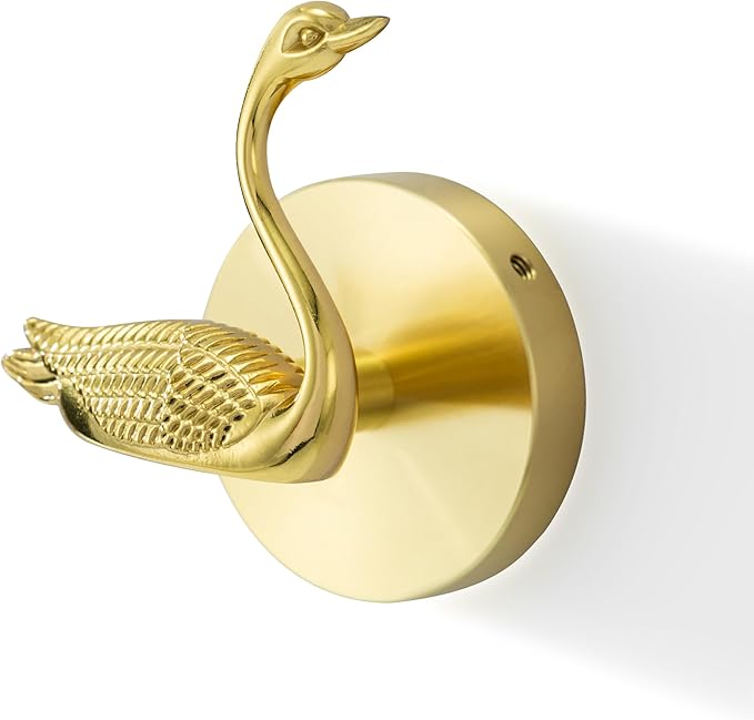 Brass Bird Coat Rack Robe Wall Hooks Hat Dragonfly Hanger for Bedroom Kitchen Various Shapes Animal Deer Decor Home Accessories (1, swan B)
