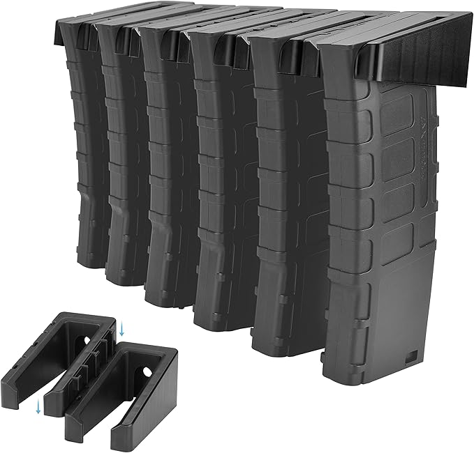 Magnetic ABS 6 Standard AR Rack Wall Mount, AR Mag Holder for 5.56 .223 Magazines, Wall Magazine Display, Magnet AR Mag Storage Organizer