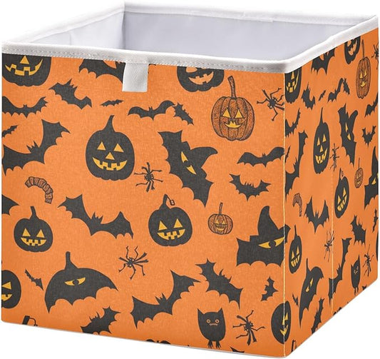 Bolaz Pumpkin Bats Closet Organizers Storage Cubes Storage Bins Shelf Baskets Containers for Home Room Office,Square
