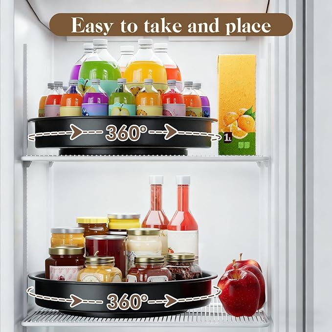 2 Pack, 12.2 Inch Lazy Susan Organizers - Metal Turntable Organizer for Cabinet, Pantry Organization and Storage, Kitchen, Fridge, Bathroom Makeup Vanity Countertop, Under Sink Organizing, Spice Rack
