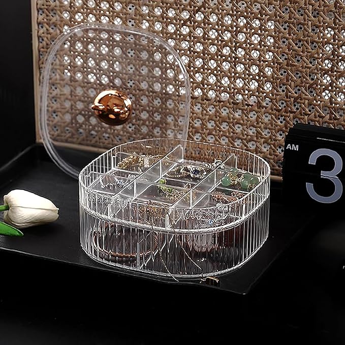 Jewelry Box, 3-Layer Acrylic Jewelry Organizer with Cat Shape Handle, Clear Jewelry Boxes for Women Girls, Make up Organizer, Jewelry Storage Holder (Green, Cat)