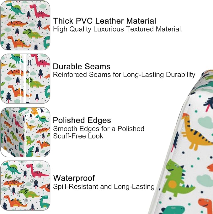 Funny Dinosaurs Tissue Box Cover Square,Cartoon Clouds Trees Tissue Box Holder with Belt Bottom,Stylish Leather Napkin Holder for Vanity Countertop,Nightstands,Office Desk,5.2"Ã5.2"Ã5.2"