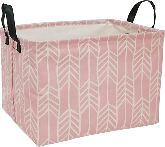 PVAIVUSTO Rec Pink Box Hamper Storage Basket Collapsible Organizer Bin Gift Shelf Baskets for Home and Kitchen Storage