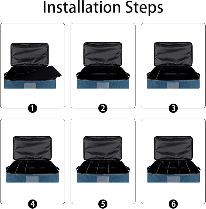 Flatware Storage Case-5 Compartment Silverware Storage Container Box with Removable Lid and Easy to Carry Handles,Cutlery Storage Holder with Zipper Lid for Organizing Cutlery