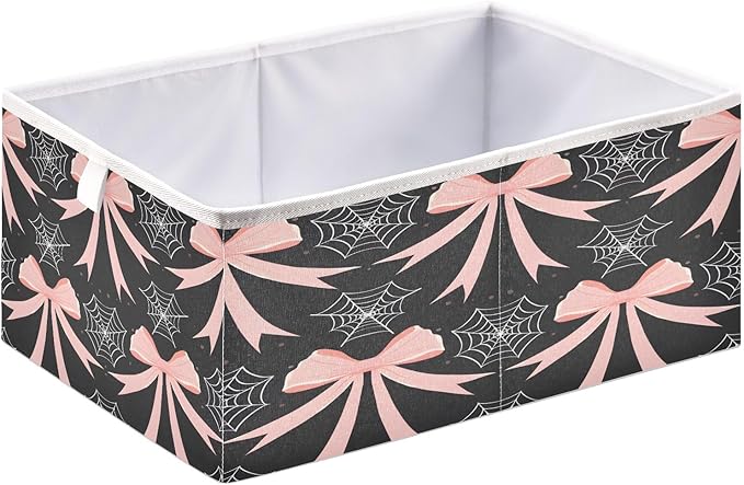 Bolaz Web Bow Pattern Closet Organizers Storage Cubes Storage Bins Shelf Baskets Containers for Home Room Office,Square