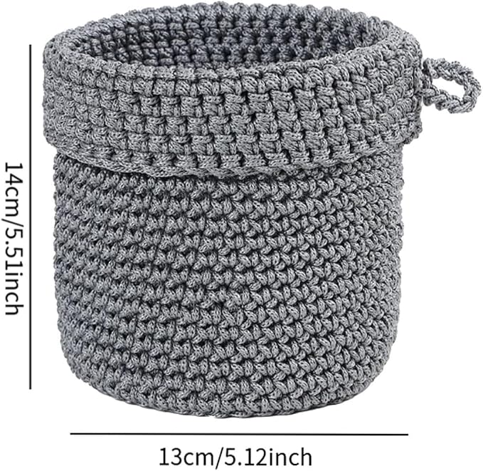 Set of 2 Woven Baskets for Storage and Organization on Vanity and Bathroom, Gray