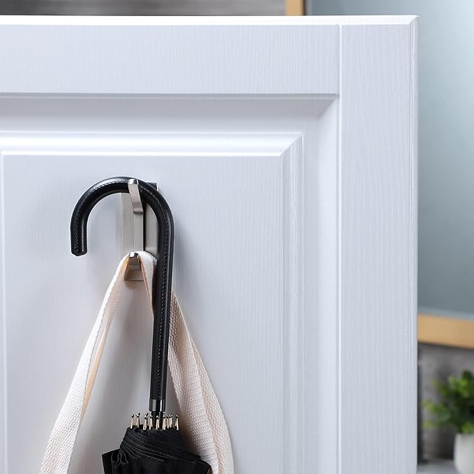 Taozun Upgraded 4-Pack Brushed Stainless Steel Adhesive Hooks - Stylish Bathroom & Coat Hooks Holder for Towels, Robes