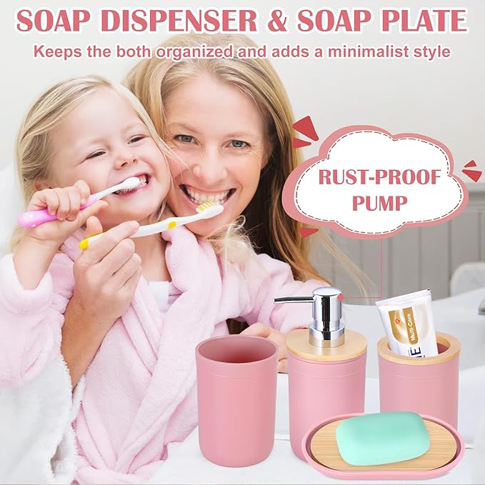iMucci Bathroom Accessories Bathroom Sets with Shower Curtain, Bath Towel Set, Trash Can, Toilet Brush, Soap Dispenser, Bathroom Accessories Set Complete