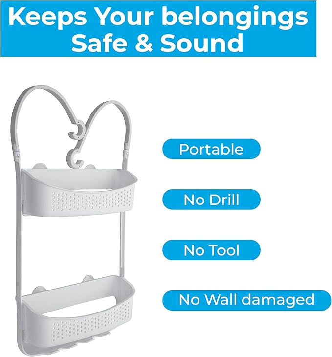 Blue Canyon Shower Caddy Double Hanging White