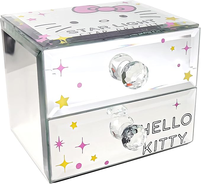 Jacmel Officially Licensed Hello Kitty ''Star Light Star Bright'' Mirror Glass Jewelry Box Organizer