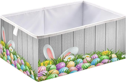 Bolaz Easter Grass Eggs Closet Organizers Storage Cubes Storage Bins Shelf Baskets Containers for Home Room Office,Rectangle