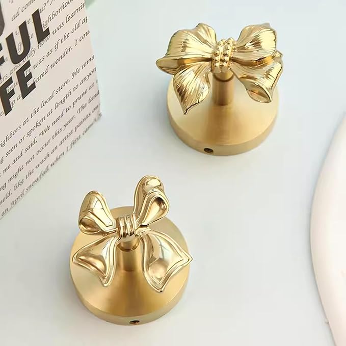 Brass Bird Coat Rack Robe Wall Hooks Hat Dragonfly Hanger for Bedroom Kitchen Various Shapes Animal Deer Decor Home Accessories (1, Bowknot D)