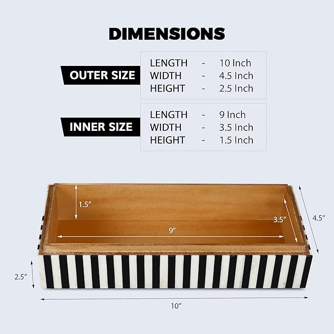 Handicrafts Home Decorative Storage Box 10x4.5 – Remote Control Holder, Jewelry Organizer, Modern Decorative Box with Lid, Boho Chic Home Décor Accent, Vintage Memory Box for Living Room Shelf Décor