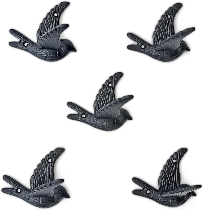 Ambipolar Flying Bird Iron Cast Decorative Bird Wall Mounted Coat Hooks (Classic)