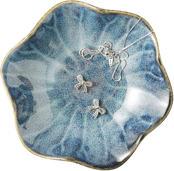 Jewelry Dish, Ceramic Trinket Tray, Small Ring Dish Holder, Key Bowl, Home Decoration for Friends Sisters Mother