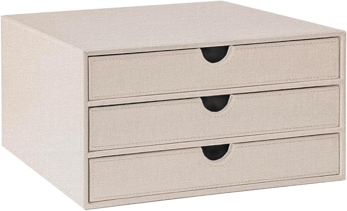 UnionBasic Document Organizer, 3-Drawer File Cabinet Document Storage Box, Office Desktop Filing Organizer, Beige