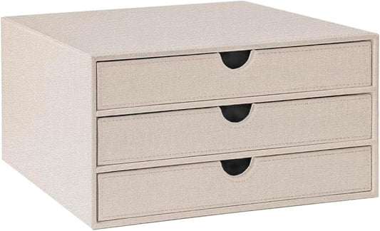 UnionBasic Document Organizer, 3-Drawer File Cabinet Document Storage Box, Office Desktop Filing Organizer, Beige