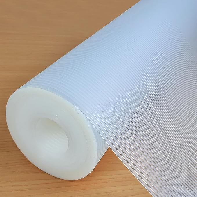 Hersvin Shelf Liners 28 in x 20 ft EVA Drawer Mats, Non-Adhesive Cupboard Protector, Kitchen Cabinet Lining Fridge Liner (Clear Stripe, 71.2x610cm)