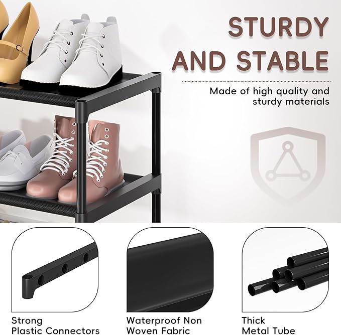 Extra Long Shoe Rack 2 Tier Shoe Storage Organizer Wide Stackable Shoe Organizer Racks for Closet Entryway,Shoe Shelf Stand Sturdy Durable Shoes Rack Holder Save Space