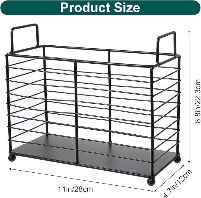 Metal Magazine Rack Floor, Wire Magazine Rack Storage Organizer with Handles - Iron Wire Black Folder Stand Holder for Home Office Bathroom Bedroom Living Room