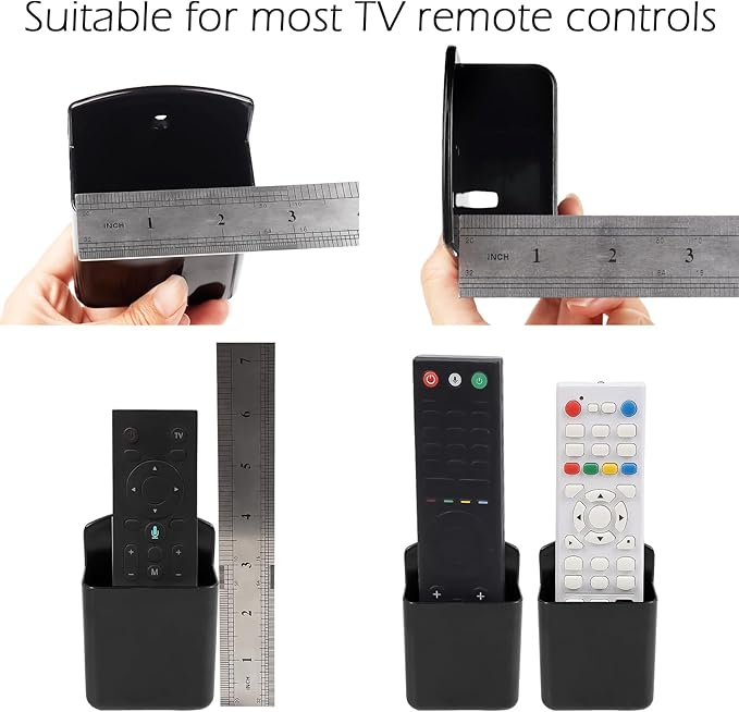 2 PCS Remote Control Holder Wall Mount, TV Air Conditioner Remote Control Holder, Self Adhesive Pen Holder Organizers and Accessories for Home Office School, Black