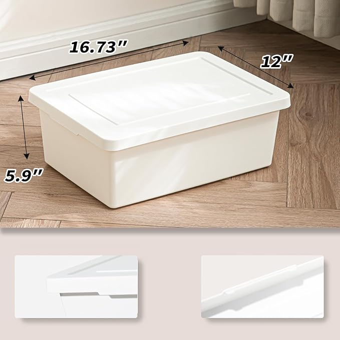 15 Quart Stackable Plastic Storage Bins with LidsStorage Container for Organizing, Storage Boxeswith Handle for Shelves, Cube Storage Bin for CraftSnacks, (whiteï¼2L)