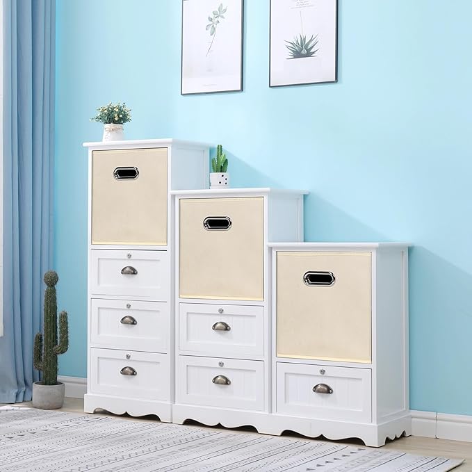 Foldable cube storage bins, Fabric Storage Box Cubes Organizer Baskets with Dual Handles for Home Organizer,Nursery,Shelves,Closet,Set of 10,(Creamy-White)