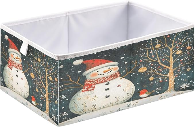 Bolaz Snowman and Bird Closet Organizers Storage Cubes Storage Bins Shelf Baskets Containers for Home Room Office,Rectangle